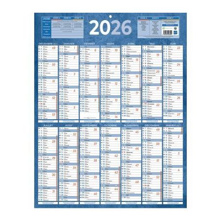 Achetez Calendrier annuel 14 mois 55x43cm bleu PAP229B BOUCHUT GRANDREMY pas cher sur Ma Rentrée Sc..