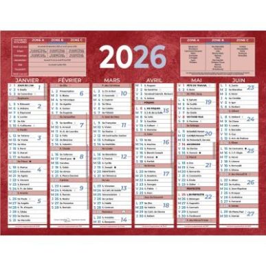Achetez Calendrier semestriel 6 mois par face 13,5x17,5cm rouge PAP205R pas cher sur Ma Rentrée Sco..