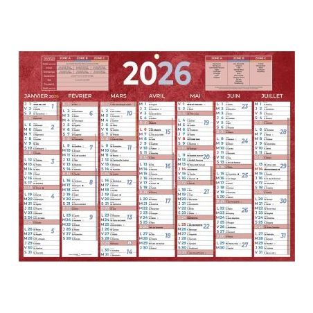 Achetez Calendrier semestriel 7 mois par face 32x42cm rouge PAP222R pas cher sur Ma Rentrée Scolair..