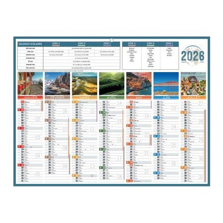 Achetez Calendrier semestriel 7 mois par face Planète 32x42cm PAPPLANETEMED BOUCHUT GRANDREMY pas c..