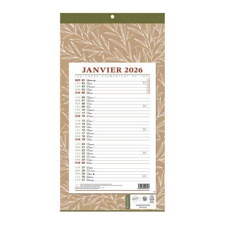 Achetez Calendrier mensuel 12 feuilles 36x19cm Natura PAP409NR pas cher sur Ma Rentrée Scolaire