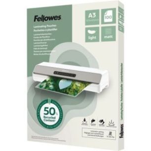Achetez Boîte de 100 pochettes de plastification mates A3 80 microns 100143436 FELLOWES pas cher su..
