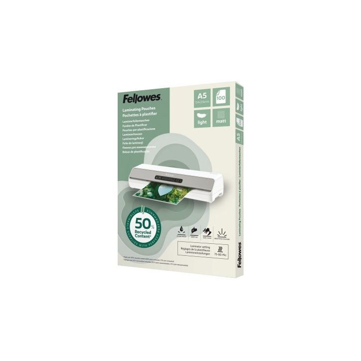 Boîte de 100 pochettes de plastification mates A5 80 microns 100143437 FELLOWES
