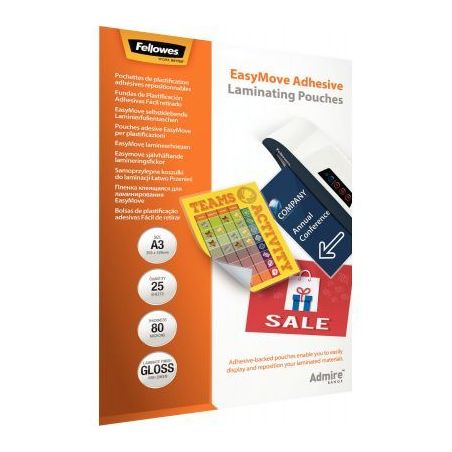 Achetez Pack de 25 pochettes de plastification à chaud A3 adhésif 5601803 FELLOWES pas cher sur Ma..
