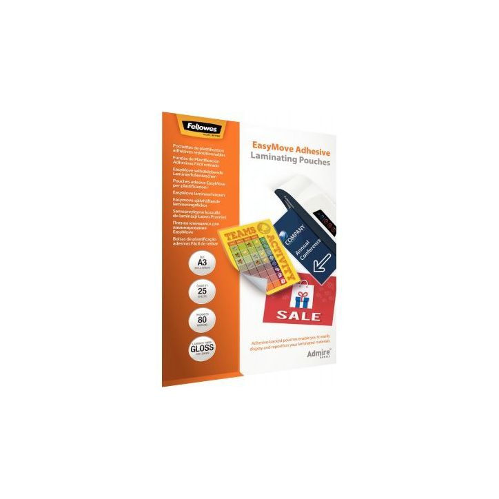 Pack de 25 pochettes de plastification à chaud A3 adhésif 5601803 FELLOWES