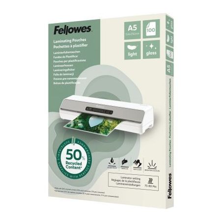 Achetez Boîte de 100 pochettes de plastification brillantes A5 80 microns 100143440 FELLOWES pas ch..