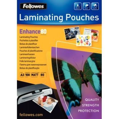 Achetez Boîte de 100 pochettes de plastification A3 80 microns mat 5452003 FELLOWES pas cher sur Ma..