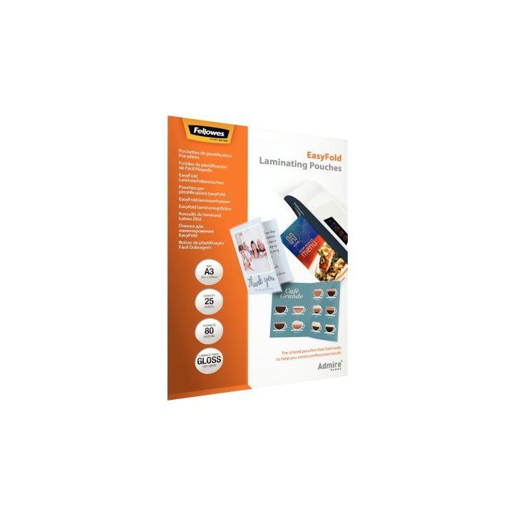 Pack de 25 pochettes de plastification à chaud A3 pré-pliées 5602001 FELLOWES