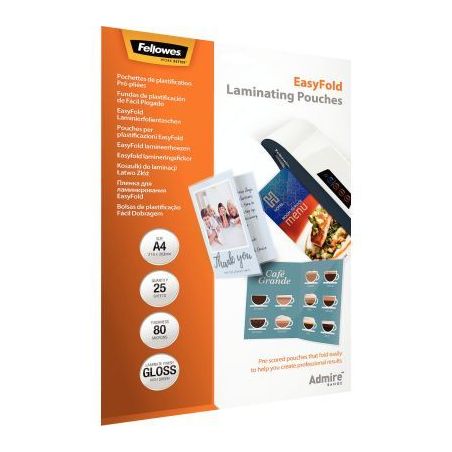 Achetez Pack de 25 pochettes de plastification à chaud A4 pré-pliées 5601901 FELLOWES pas cher su..