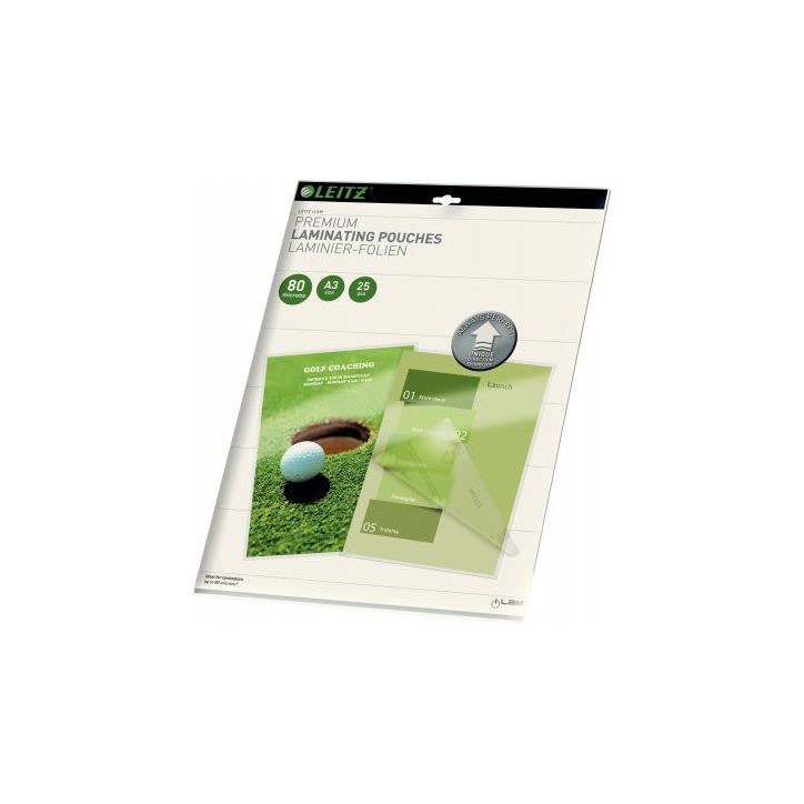 Paquet de 25 pochettes pour plastification à chaud Leitz Ilam UDT A3 80µ 74860000 LEITZ