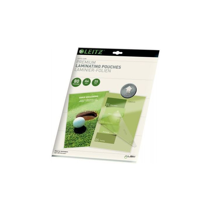 Paquet de 25 pochettes pour plastification à chaud Leitz Ilam UDT A4 80µ 74790000 LEITZ