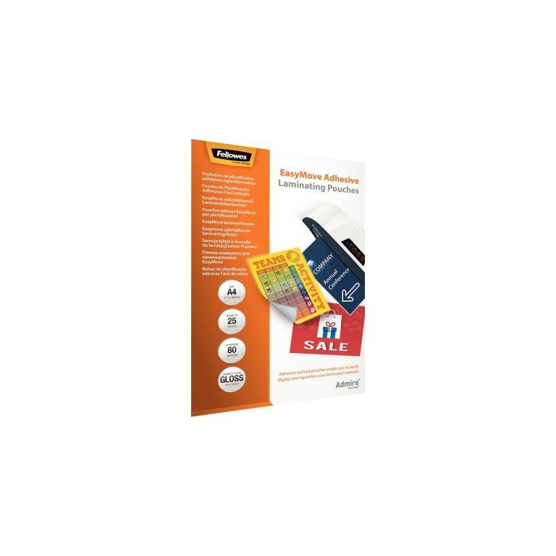 Achetez Pack de 25 pochettes de plastification à chaud A4 adhésif 5601703 FELLOWES pas cher sur Ma..