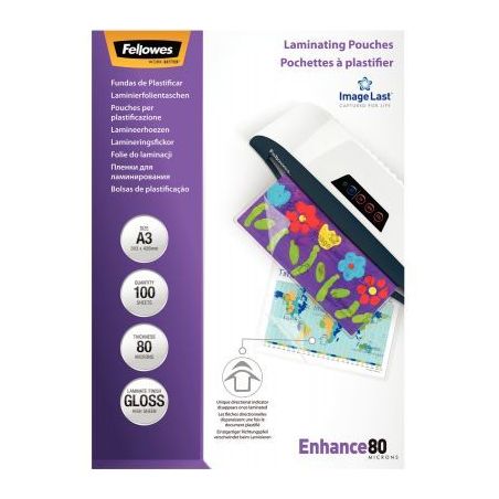 Achetez Boîte de 100 pochettes de plastification A3 80 microns 5306207 FELLOWES pas cher sur Ma Ren..