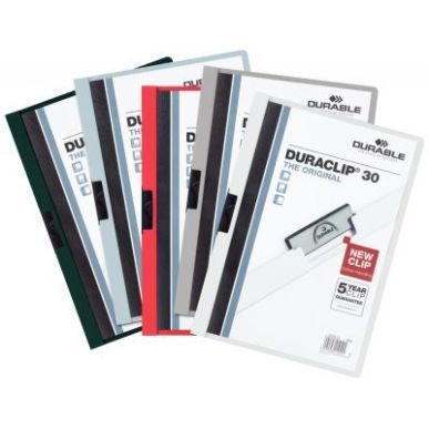 Achetez Carton de 25 chemises de présentation à clip Duraclip. Format A4. Dos 3 mm. 5 couleurs ass..