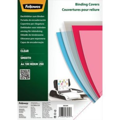 Achetez Paquet de 100 couvertures PET lisse incolore épaisseur 25/100ème format A4 5384801 FELLOWE..