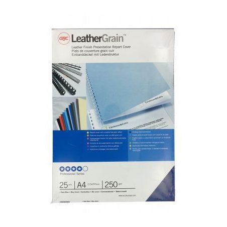 Achetez Paquet de 25 couvertures grain cuir 250 gr/m² format A4 bleu CN040029 GBC ACCO pas cher sur..