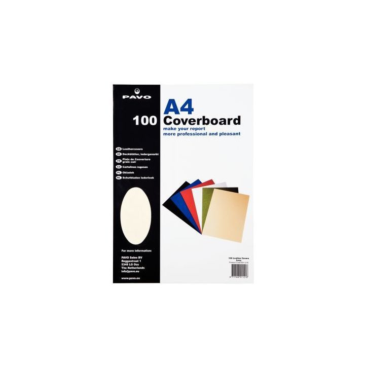 Boîte de 100 plats de couverture grain cuir A4 250gr Ivoire