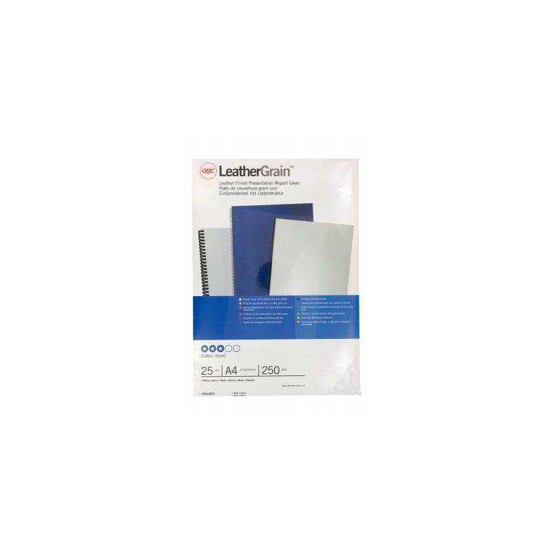 Achetez Paquet de 25 couvertures grain cuir 250 gr/m² format A4 blanc CN040070 GBC ACCO pas cher su..
