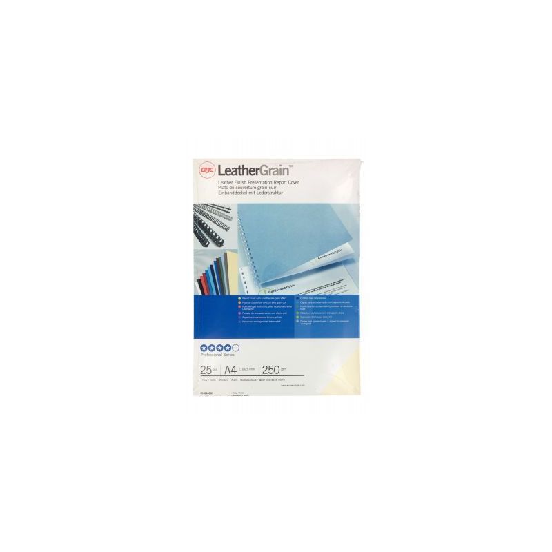 Achetez Paquet de 25 couvertures grain cuir 250 gr/m² format A4 ivoire CN040065 GBC ACCO pas cher s.. Achetez Paquet de 25 couvertures grain cuir 250 gr/m² format A4 ivoire CN040065 GBC ACCO pas cher s..