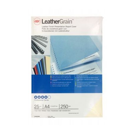 Achetez Paquet de 25 couvertures grain cuir 250 gr/m² format A4 ivoire CN040065 GBC ACCO pas cher s..