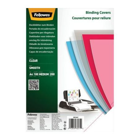 Achetez Paquet de 100 couvertures PET lisse incolore épaisseur 20/100ème format A4 5384701 FELLOWE..