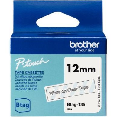 Achetez Recharge Brother BTAG blanc sur transparent 12 mm BRSPRBTAG135 BROTHER pas cher sur Ma Rentr..