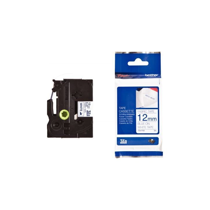 BROTHER Ruban pour PTOUCH textile thermocollant laminé 12mmx3m Bleu/Blanc TZEFA3