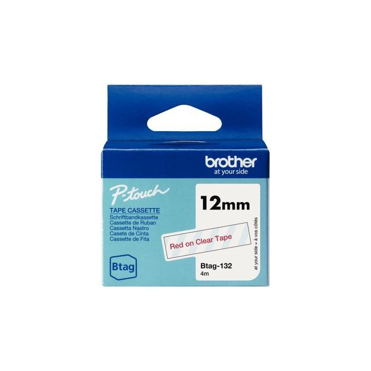 Recharge Brother BTAG rouge sur transparent 12 mm BRSPRBTAG132 BROTHER