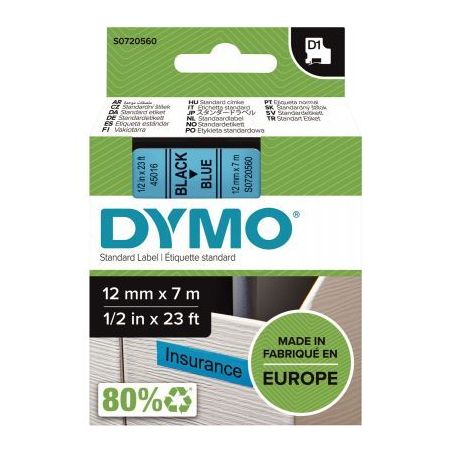 Achetez DYMO Ruban D1 Noir/Bleu 12MMX7M pour 1000/1000+/2000/3500/4500/5000/5517 S0720560 pas cher s..