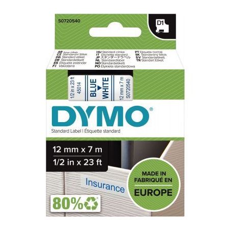 Achetez DYMO Ruban D1 Bleu/Blanc 12MMX7M pour 1000/1000+/2000/3500/4500/5000/5515 pas cher sur Ma Re..