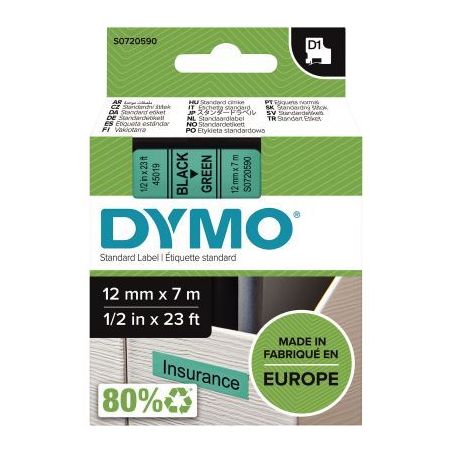 Achetez Recharge DYMO D1 12 mm x 7 m impression noir support vert S0720590 DYMO pas cher sur Ma Rent..