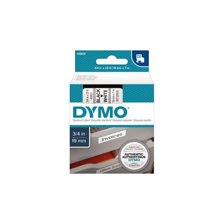 Ruban cassette Dymo 19 mm x 7 m noir et blanc 19 mm S0720830 DYMO