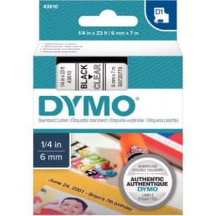 DYMO Ruban D1 Noir/transparent 6MMX7M pour 1000/1000+/2000/3500/4500/5000/5500 DYMO Ruban D1 Noir/transparent 6MMX7M pour 1000/1000+/2000/3500/4500/5000/5500