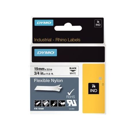 Achetez Recharge DYMO pour titreuse Rhino 19mm x 3,5m noir sur blanc 18489 DYMO pas cher sur Ma Rent..
