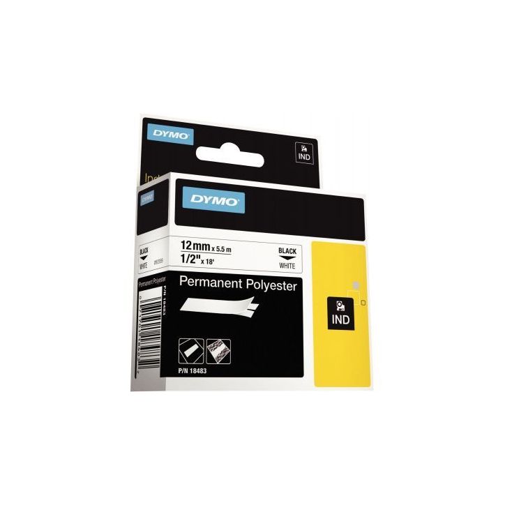 Recharge DYMO pour titreuse Rhino 12mm x 5,5m noir sur blanc 18483 DYMO