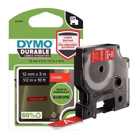Achetez Recharge DYMO D1 12 mm x 3 m impression blanc support rouge 1978366 DYMO pas cher sur Ma Ren..