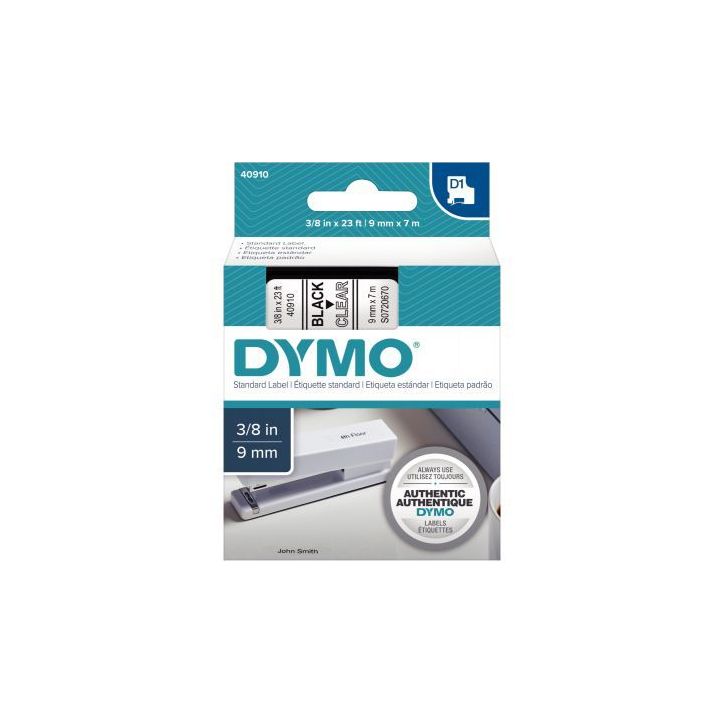 DYMO Ruban D1 Noir/transparent 9MMX7M pour 1000/1000+/2000/3500/4500/5000/5503