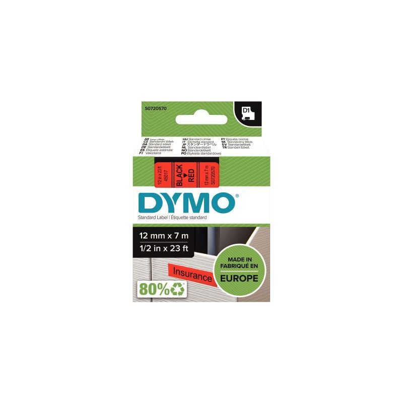 Achetez Recharge DYMO D1 12 mm x 7 m noir et rouge S0720570 DYMO pas cher sur Ma Rentrée Scolaire