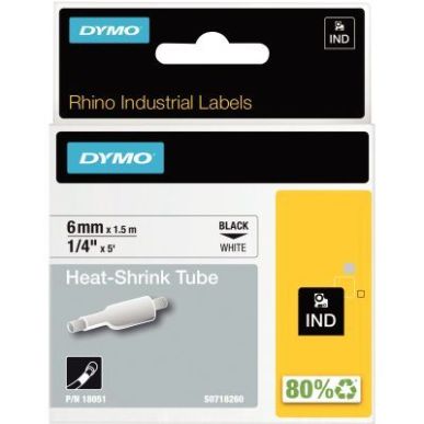 Achetez Recharge DYMO gaine thermorétractable 6mm x 1,5m noir sur blanc 18051 DYMO pas cher sur Ma ..