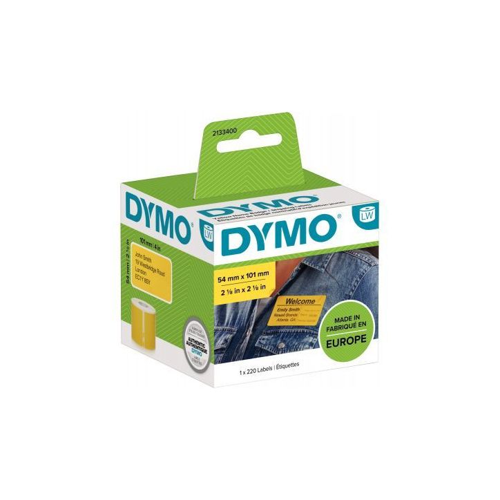 Boîte de 1 rouleau de 220 étiquettes expédition 54 x 101 mm noir et jaune 2133400 DYMO