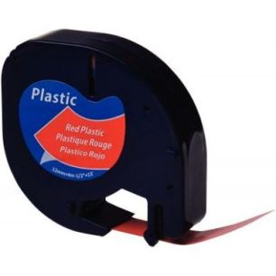 DYMO Ruban LETRATAG Noir/plastique Rouge 12mmx4m