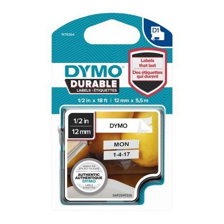 Achetez Recharge DYMO D1 12 mm x 5,5 m impression noire support blanc 1978364 DYMO pas cher sur Ma R..