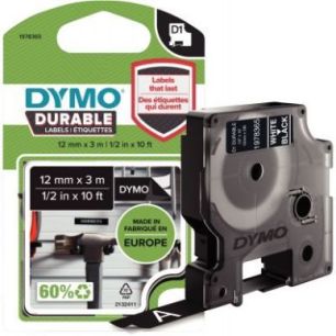 Recharge DYMO D1 12 mm x 3 m impression blanc support noir 1978365 DYMO