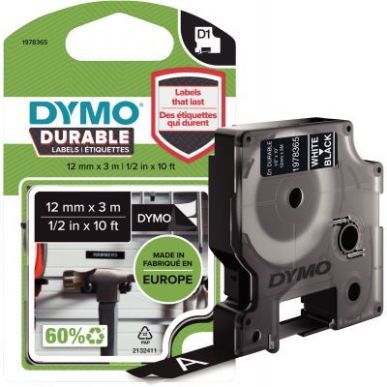 Achetez Recharge DYMO D1 12 mm x 3 m impression blanc support noir 1978365 DYMO pas cher sur Ma Rent..