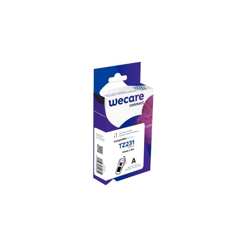 Achetez Ruban TZE 231 noir sur blanc 12 mm x 8 m compatible K80008W4 WECARE ARMOR pas cher sur Ma Re..