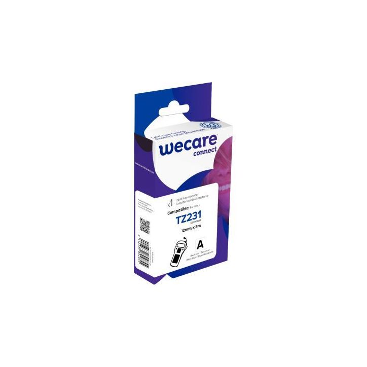 Ruban TZE 231 noir sur blanc 12 mm x 8 m compatible K80008W4 WECARE ARMOR
