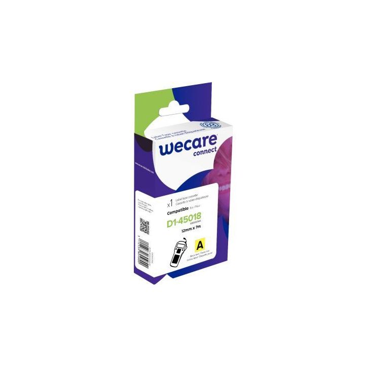 Ruban D1-45018 noir sur jaune 12 mm x 7 m compatible K80003W4 WECARE ARMOR