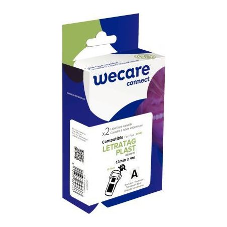 Achetez Pack de 2 letratag plastique noir sur transparent 12 mm x 4 m compatible K80016W4 WECARE ARM..
