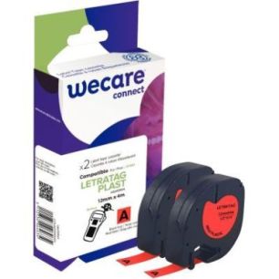 Achetez Pack de 2 letratag plastique noir sur rouge 12 mm x 4 m compatible K80058W4 WECARE ARMOR pas..