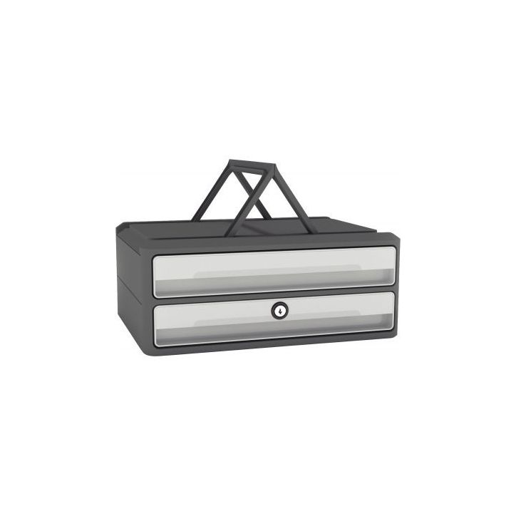 Module 2 tiroirs MOOVUP secure gris foncé/gris clair + 2 clés 1091116361 CEP